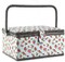 Floral Sewing Basket – Large Storage Box with Tray, Pin Cushion & Pocket
